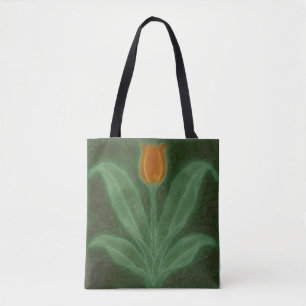 Tote Bag Tuile Art Nouveau Tulipe Vert Jaune