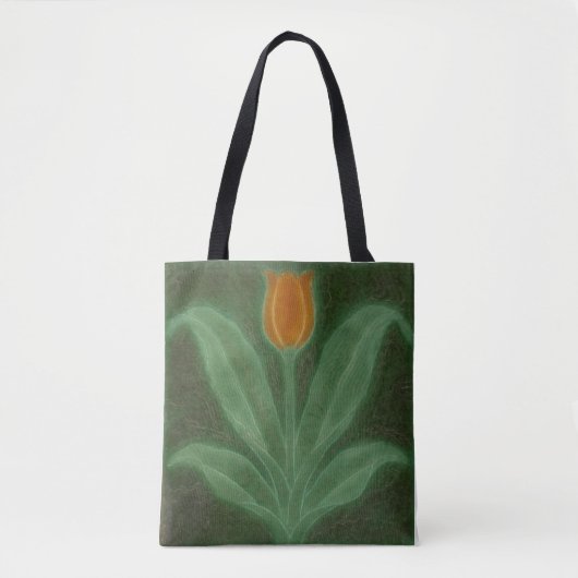 Tote Bag Tuile Art Nouveau Tulipe Vert Jaune (Devant)