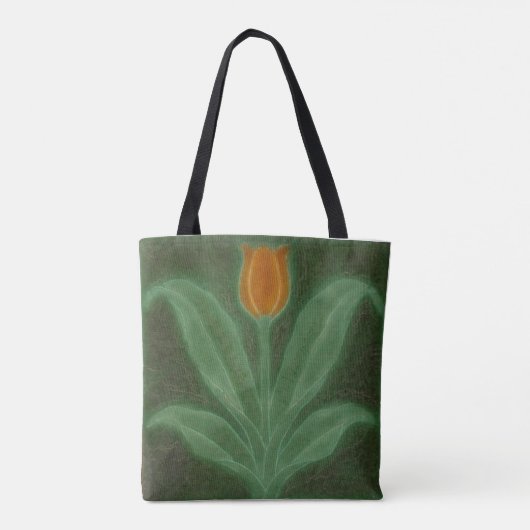 Tote Bag Tuile Art Nouveau Tulipe Vert Jaune (Dos)