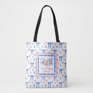 Tote Bag Tuiles de Mahjong aquarelle & noeuds papillon Pers