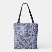 Tote Bag Tuiles portugaises - Azulejo Floral bleu et blanc (Dos)