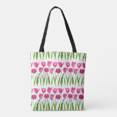 Tote Bag Tulip Garden Imprimer en rose et vert Fuchsia (Dos)