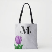 Tote Bag Tulipe pourpre monogramme (Devant)