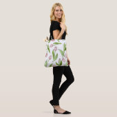 Tote Bag Tulipe Rose Moderne (Sur le modèle)