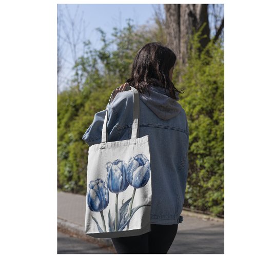 Tote Bag Tulipes en bleu Delft