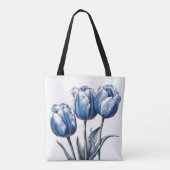 Tote Bag Tulipes en bleu Delft (Dos)