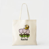 Tote Bag Tulipes et abeilles avec jardinage de nom personna (Devant)