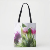 Tote Bag Tulipes Et Feuilles Aquarelles (Devant)