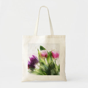 Tote Bag Tulipes pourpres aquarelles