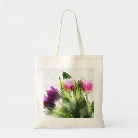 Tote Bag Tulipes pourpres aquarelles (Devant)