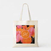 Tote Bag Tulipes roses et oranges initiales (Dos)