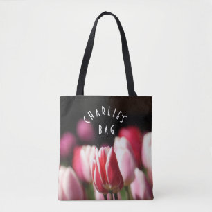 Tote Bag Tulipes rouges et blanches et roses