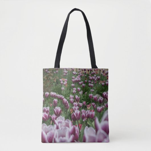 Tote Bag Tulipes violettes et blanches Fourre-tout (Devant)