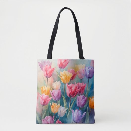 Tote Bag Tulips Pastel paradis (Devant)