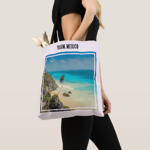 Tote Bag Tulum, Mexique Plage tropicale Paradise rose