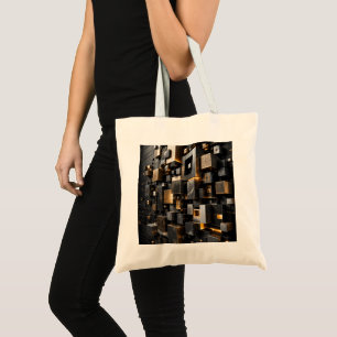 Tote Bag Tunnel de cube noir futuriste infini