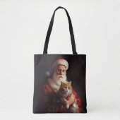 Tote Bag Turc Angora Chat Santa Claus Festif Noël (Devant)