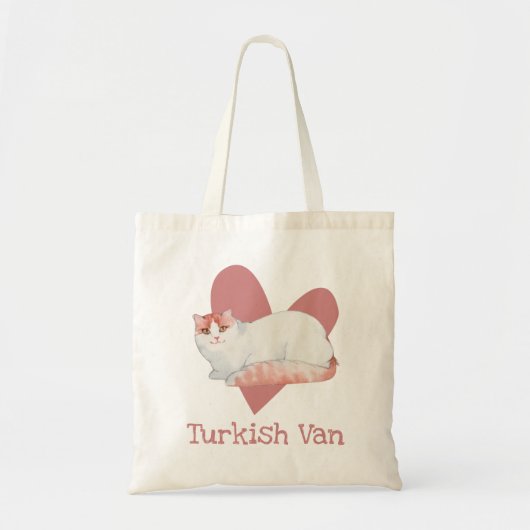 Tote Bag Turc Van Chat Aquarelle Kitty Coeur rose (Devant)