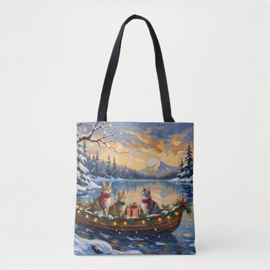 Tote Bag Turkish Angora Cat Christmas Boat Holiday (Devant)