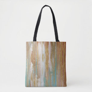 Tote Bag Turquoise, blanc, rouge ocre et or Abstrait