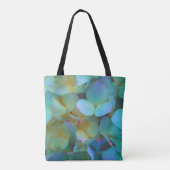 Tote Bag Turquoise bleu jaune rose hydrangée fleurs (Dos)