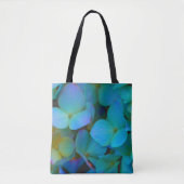 Tote Bag Turquoise bleu jaune rose hydrangée fleurs florale (Devant)