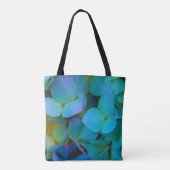 Tote Bag Turquoise bleu jaune rose hydrangée fleurs florale (Dos)