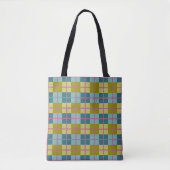 Tote Bag Turquoise bleu or jaune Magenta Motif (Devant)