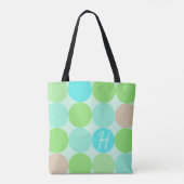 Tote Bag Turquoise Bleu Vert & Cercles Orange Monogramme (Dos)