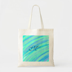 Tote Bag Turquoise bleu vert filigranes ajouter votre monog