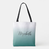 Tote Bag Turquoise élégant Créez votre propre nom de callig (Dos)