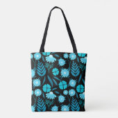 Tote Bag Turquoise en fleurs (Dos)