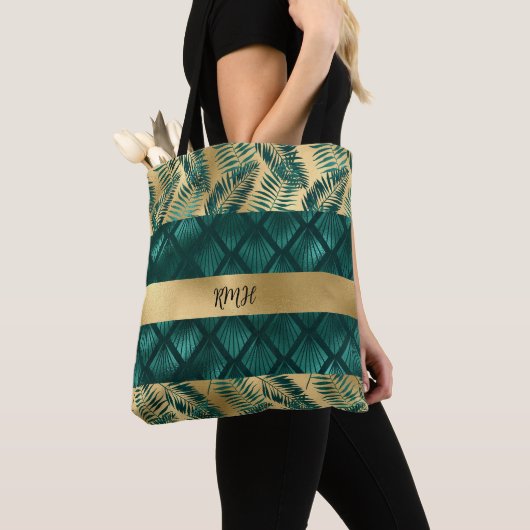 Tote Bag Turquoise et Gold Design Fourre-tout (De près)