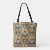 Tote Bag Turquoise et Or Damassé Orné (Dos)