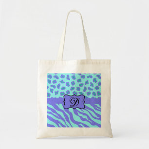 Tote Bag Turquoise et zèbre et guépard de lavande
