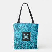 Tote Bag Turquoise feuille monogramme motif audacieux moder (Dos)