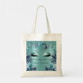 Tote Bag Turquoise Florals Eyes Parties scintillant Drids M (Dos)