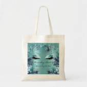 Tote Bag Turquoise Florals Eyes Parties scintillant Drids M (Devant)