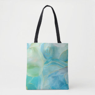 Tote Bag Turquoise Géométrique Gemstone Watercolor Monogram