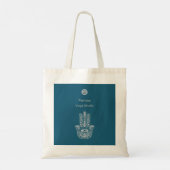 Tote Bag Turquoise Green Yoga Studio Hamsa personnalisable (Dos)