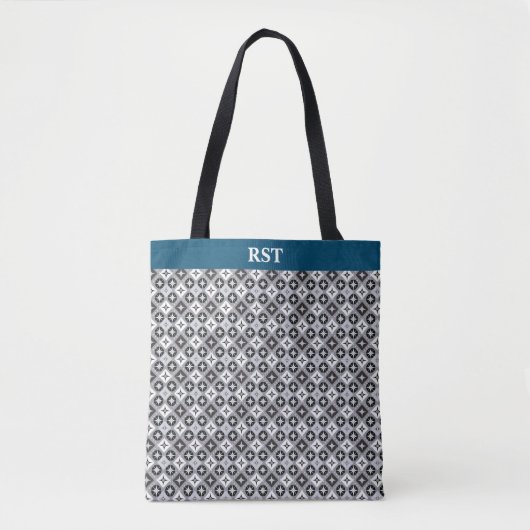 Tote Bag Turquoise, gris et blanc Motif (Devant)