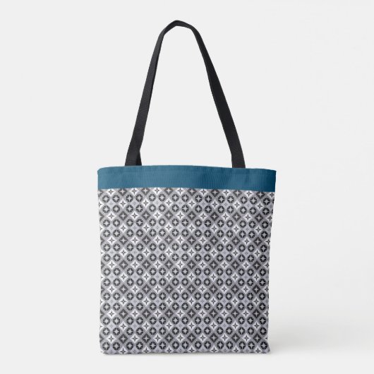 Tote Bag Turquoise, gris et blanc Motif (Dos)