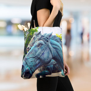 Tote Bag Turquoise Horse Antique Statue Asiatique Photo Élé