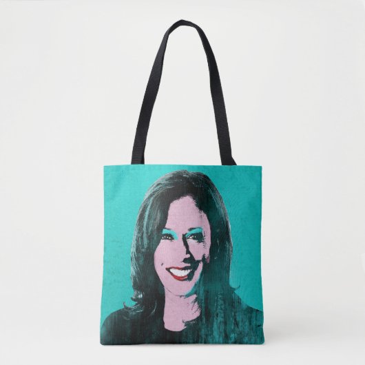 Tote Bag Turquoise Kamala Harris Pop Art (Devant)