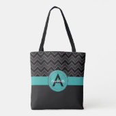 Tote Bag Turquoise noir Chevron (Dos)