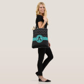 Tote Bag Turquoise noir Chevron (Sur le modèle)