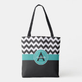 Tote Bag Turquoise noir Chevron (Dos)