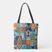 Tote Bag Turquoise & Orange Patchwork Tote (Dos)