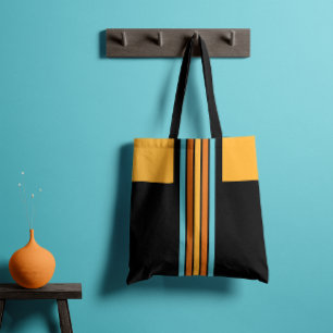 Tote Bag Turquoise rétro et bande orange