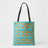 Tote Bag Turquoise rétro et Trellis orange Fourre-tout (Devant)